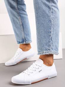 Women's Casual Canvas Sneakers - Soft & Comfortable For Everyday Wear - White - View 2