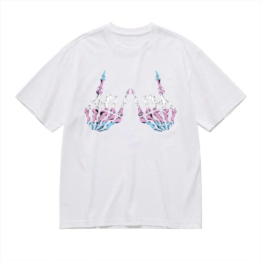 Skeleton Rock Han LGBTQ Cool Transgener Pre Trans Flag TShrt Camiseta para hombres Patrón divertido, Casual y cómoda de cuello redondo de algodón de manga corta, se puede usar en las cuatro estaciones 220g - Blanco - Ver 1
