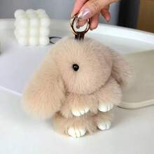 1 件可爱仿兔毛兔子吊坠钥匙扣，毛绒兔子玩偶，可用作包包/钱包装饰 - 彩色 - 查看 17