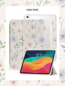 xercxerc Ditsy Flower Print Flip Case For IPad Air 11 Inch, IPad Pro 12.9/11/10.9 (2025/2024), IPad Mini 8.3, Galaxy Tab S10+/S9+/S8+/S7 FE /A9/A8/A7+ - PU Leather Cover With TPU Soft Back, 360-Degree Foldable Stand, Pencil Slot, Shockproof Anti-Scratch Auto Wake/Sleep, IPad Case 9th/10th/11th Generation, Fall IPad Case, Back To School - 米色 - 查看 2