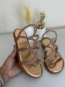 SLIM SANDAL STRAP GLAMOR, COMFORT, PRACTICALITY AND DELICACY. Beach Rhinestone Metal Beach - Đồng - Xem 1