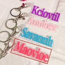 1 Pc Custom Acrylic Bag Tag Keychain 3D Backpack Tags Kids Tags Keychain Acrylic Name Tag Lunch Box Tag Luggage Tag Diaper Bag Tag Kids Backpack Tag Gift For Mom,Customized Keychains & Accessories,Easy Comfort,Apparel Accessories,Chic Autumn,Boyfriend,Girlfriend,Family,Friends - Silvery - View 34