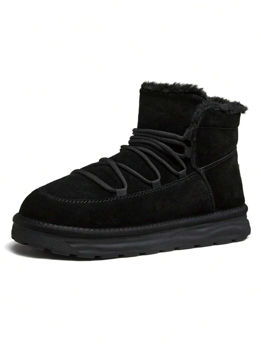 CAMEL CROWN Women's Snow Boots Winter Plus Velvet Thick Warm Anti-Ski Cotton Shoes Mid-Cut Short Boots - Black - View 1