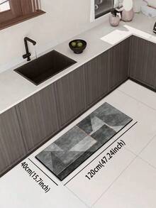 [热卖!!!] 1 件灰色几何图案矩形厨房垫 - 走廊地毯，简约别致几何风格，3 毫米厚硅胶橡胶垫，适用于厨房、浴室、入口、洗衣房、书房、客厅、家居和房间装饰 - 彩色 - 查看 18