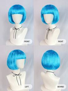 短直发合成纤维波波头假发，带刘海 - 多种颜色可选，适合日常佩戴、万圣节派对、圣诞节、节日、音乐会、电影、游戏、超级英雄装扮、时尚主题活动，外观自然，新手友好，是馈赠佳品，舞台表演配饰，Y2K风格假发，粉彩色刘海假发