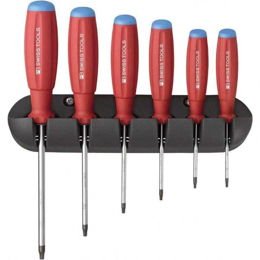 PB Swiss Tools SwissGrip Screwdriver Set With Wall Rack For Torx Screws Size T8T25