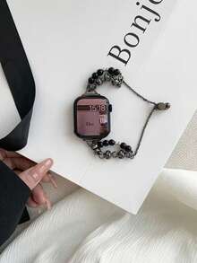 Cadena con adorno de perlas para la correa del , compatible con múltiples series de (10/9/8/7/6/5/4/3/2/1/ SE Ultra) y tamaños (38 - 40-41-42-44-45-46-49mm), correa de mujer inspirada en el estilo bohemio, brazalete decorado con encanto, ideal para agregar un toque de moda a su smartwatch