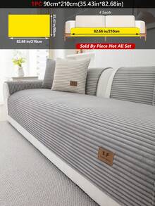 1PC Flannel Sofa Cushion With SF Leather Label, Anti-Slip Stripe Seat Pad. Protects 1 To 4-Seater Couches, Machine Washable, All-Season Use. - Multicolor - View 20