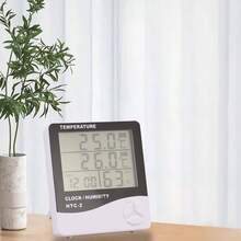 Termmetro Higrmetro, Medidor Digital de Temperatura Y Humedad de Alta Precisin con Reloj Despertador, Medidor Electrnico de Sobremesa de Temperatura Y Humedad para Sauna - inicial - Ver 4