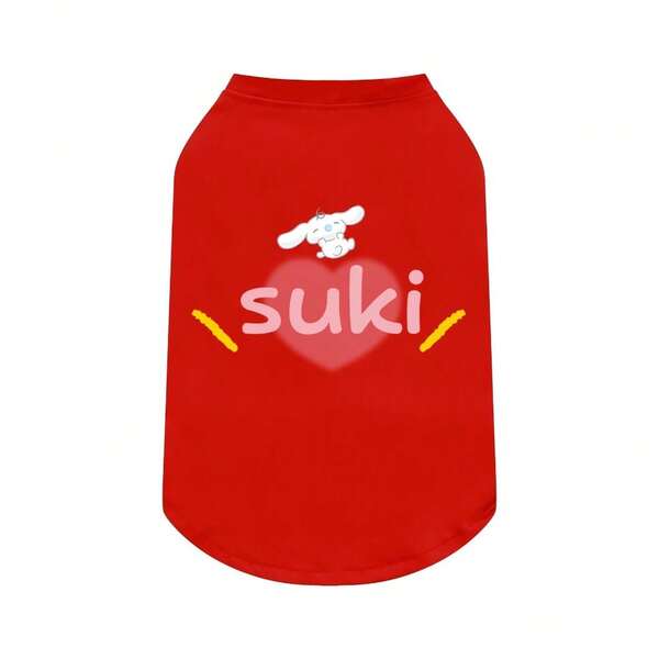 Cartoon Cat & Dog Pattern T-Shirt, Sporty Pets Graphic Jumpsuit T-Shirt