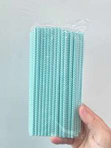 Pacote com 100 canudos de papel ondulado, design com padrão ondulado, tamanho 6x197mm, nas cores verde, vermelho, rosa, azul escuro, azul claro e preto | Ideal para festas, aniversários, casamentos, Dia dos Namorados, decoração de sobremesas e comemorações de feriados. - Multicolorido - Ver 17