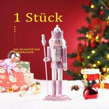 30cm Holzer Nussknacker Soldat Figur Puppe Rosa Glitzer Soldat Puppe Handwerk Ornament Weihnachts Haus Büro Dekoration