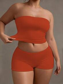 XLLAIS 性感无肩带基础款背心，时尚纯色弹力修身抹胸上衣，适合女性四季穿着