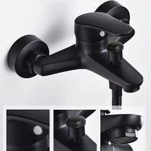 Black/White Stylish! Dual-Control Bathtub Faucet, Enjoy A Refreshing Bathing Experience - Brushed Nickel Finish, Dual-Function Temperature Control, Wall-Mounted Spout With Valve Core, Classic Modern Bathroom Design