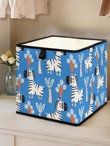 1 pieza Caja de almacenamiento abierta con estampado de animales de dibujos animados, organizador de cajones apilable, diseño resistente y de múltiples usos que ahorra espacio para el hogar, dormitorio, organización del hogar, almacenamiento debajo de la cama