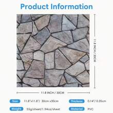 10pcs, 3D PVC Stone Wall Stickers, Self-Adhesive Waterproof Foam, Faux Stone Paneling, Rectangular, Matte Finish, Rustic Style, Ceramic Surface, Geometric Pattern, Multi-Surface Installation, Reusable, Home Decor For Bedroom, Bathroom, Kitchen, Fireplace - Multicolor - View 4
