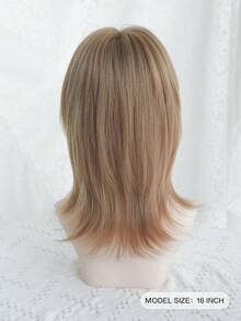 NAMM 16-Inch Premium Brown Wolf Cut Short Wig For Women Natural Looking Fluffy Very Soft Synthetic Heat Resistant Fiber Hair, Full Machine Beautiful Curly Wig For Girls Daily, Halloween Wig,Music Festival Party Street Wear, Cosplay Anime Or Costume Use(Natural Layered Texture & Lightweight) - 棕色 - 查看 3