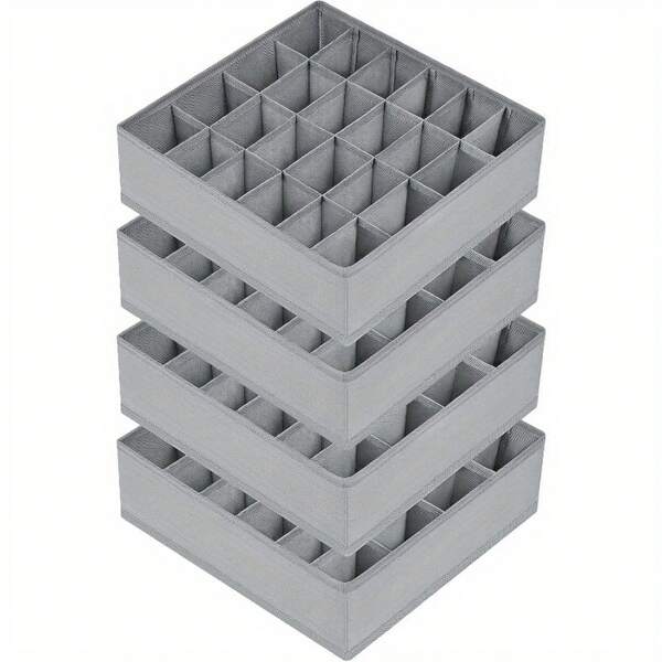 4pcs Versatile Storage Boxes For Socks And Underwear, 24-Cell Foldable Organizer Drawers Perfect For Neat Sock Organization, Stylish Fabric Storage Bins With Drawer Dividers, Ideal For Closet And Drawer Organization, Enhance Your Home Decor With Functional And Chic Solutions For Everyday Storage Needs, Perfect For Seasonal Wardrobe Changes And Holiday Gift Ideas, Keep Your Essentials Tidy And Accessible With These Must-Have Organizers