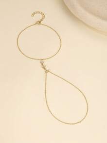 EleRunis 1PC 925 Sterling Silver Dainty Four Leaf Clover Ring Bracelet Hand Chain For Women Dainty Cubic Zirconia Bracelet And Ring Chain Body Jewelry Daily Wear Wedding Party Engagement Anniversary Valentine's Day