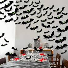 96 piezas de decoración de murciélagos 3D de Halloween, Kit de decoración de Halloween Luminosas Murciélagos, calcomanías de pared de realistas de PVC, decoración de fiesta de Halloween,2025 - luminosa-96pcs - Ver 8