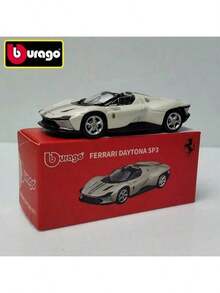 Burago 1:64 比例法拉利系列赛车模型，儿童迷你压铸复制车，小型合金收藏车模型，新年圣诞节生日礼物 - DAYTONA SP3-白色 - 查看 3