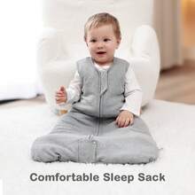 Mosebears  2.5 TOG  Sleeveless Sleep Bag  , Thick Leg-Wrapped Sleep Sack Baby Winter Wearable Blanket With 2-Way Zipper Super Soft &Comfortable - Màu Xám nhạt - Xem 2