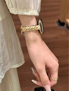 Band, Compatible With Apple Watch 1/2/3/4/5/6/7/8/9/10/SE/Ultra Series, Boucheron Bracelet Metal Strap, Floral Crystal Decor, Adjustable Wristband, Fashion & Versatile