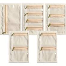 1pc Jewelry Organizer Box - A5 Travel Case With Zipper Closure, Beige/Transparent Design, Jewelry Rolls Storage - Portable Jewelry Storage Box For Women, Gift For Christmas, Valentine's, Mother's Day, Travel-Friendly Organizer, Jewelry Organizer Storage, Jewelry Rolls