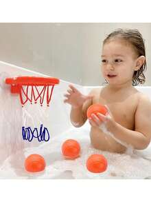 1 件套浴室水上迷你篮球架和球类游戏套装、趣味吸盘沐浴玩具套装、儿童软球迷你浴缸篮球架套装、男孩和女孩辅助手眼协调器 - 彩色 - 查看 1