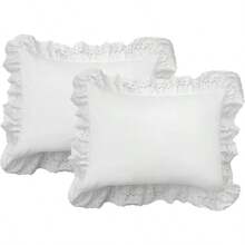 Bedding Eyelet Ruffled Pillow 2 Pack Sham Standard