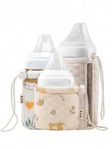 1pc Bottle Warmer Sleeve With Visible Milk Level Window, Anti-Colic, Fits 150ml/240ml/330ml Bottles, 5-Layer Insulation, Drawstring Closure, Suitable For Standard Wide Neck Bottles - Multicolor - View 2