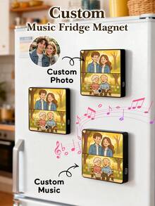 1pc Custom Music Album Fridge Magnet, Customized Magnet For Refrigerator, Customizable Photo Album Refrigerator Magnet, Personalized Music Player With Photo, Song, Album Cover, Fridge Magnet Can Play Songs, Custom Gift, Personalized Gift