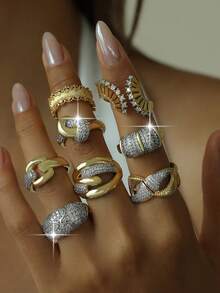 1pc Fantasy Geometric Cubic Zirconia Engagement Rings For Women Hallow Round Cross Copper CZ Wedding Ring For Daily Decoration Anniversary Party Jewelry Gift