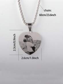 Customized Personalized Heart-Shaped Laser Engraving Photo Necklace, Back Can Be Engraved With Letters, Best Mother's Day, Valentine's Day, Birthday, Anniversary Gift For Friends, Classmates, Graduation, Christmas, Family High-End Gift - Multicolor 28 - View 3
