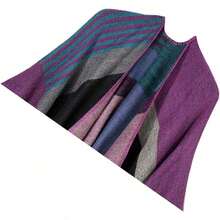 Women's Warm Shawl Wrap Cape Winter Cardigan Sweaters Open Front Poncho - A3-tím - Xem 4