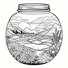 1pc Enchanted Forest In A Jar Adult Coloring Book - Vibrant Fairy Tale Scene With Mushrooms, Butterflies, And A Whimsical House - Ideal For Birthday, Christmas, Halloween, And Party Gifts, Party Coloring Book | Whimsical Illustration | Detailed Coloring - Multicolor - View 5