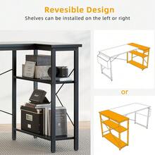 Escritorio de Esquina Ordenador - 120x70 cm Mesa en Forma L, Estantes de Almacenamiento, Esquina Reversible, Gaming Escritorio Mesa Gamer Desk para Estudio Trabajo Oficina Dormitorio Hogar - negro - Ver 4