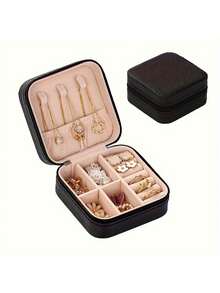 1pc Three-Layer Jewelry Storage Box, Dressing Table With Drawer Jewelry Storage Box, Gift Leather Jewelry Box, Portable Jewelry Storage Box, Desktop Storage Drawer Box, Stackable Storage Box, Can Store Watches, Necklaces, Rings, Pendants, Bracelets And Other Multi-Functional Jewelry Storage Boxes, Exterior With Locking Leather Design,