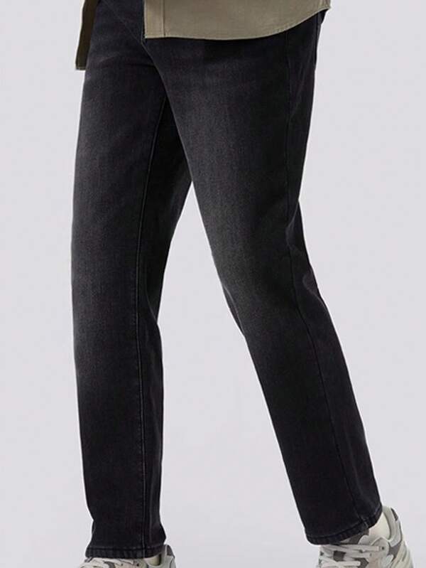 CAMEL CROWN 男士直筒牛仔裤男秋季新款修身弹力休闲阔腿裤美式高街