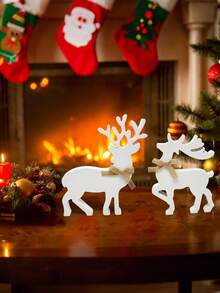 2 cái - Tượng tuần lộc trang trí sang trọng, Tượng hươu thanh lịch, Đồ trang trí để bàn theo chủ đề động vật bằng gỗ nhân tạo cho kệ ngày lễ, tủ, trưng bày tại nhà - Đồ trang trí Giáng sinh mộc mạc, Đa năng, Trang trí phòng không có văn bản, Đồ trang trí lễ hội cho trang trí nhà, Trưng bày xứ sở thần tiên mùa đông, Quà tặng hoàn hảo Quà tặng sinh nhật Quà tặng tốt nghiệp Đồ trang trí Giáng sinh Trang trí phòng Giáng sinh - Nhiều màu - Xem 3