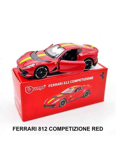 Burago 1:64 比例法拉利系列合金压铸汽车模型，微缩仿真压铸车，收藏级迷你跑车，汽车模型装饰，生日、新年、圣诞节男士礼物