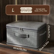 1pc Large Capacity Classic Polyester Storage Box, Soft Cover, Rectangular, Multi-Purpose, Can Store Clothes And Important Documents, Washable, Can Be Placed Under Bed, Not Waterproof - Multicolor - View 12