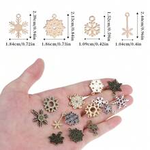 20pcs Christmas Alloy Snowflake Pendants, Gold, Silver, Antique Green Snowflake Styles, DIY Jewelry Charms, Bracelet, Earring Craft Making - Multicolor - View 3