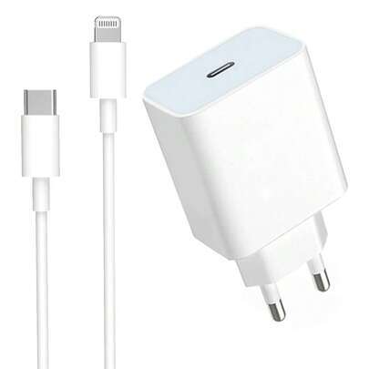 20W PD Fast Charging Wall Adapter + 6.6ft/200cm High-Efficiency Data Transfer Fast Charging Cable Compatible With IPhone 14 Pro Max/14 Pro/14 Plus/14/13/12/11/XS/XR/8/7/6/IPad Series