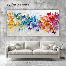 Quadro decorativo moderno e vibrante com borboletas em tela - Decoração colorida sem moldura para casa, ideal para quarto, sala de estar ou corredor. Arte para corredor, pintura abstrata para parede, arte visual dinâmica, decoração com borboletas, 50x100cm/19,68x39,37 polegadas.