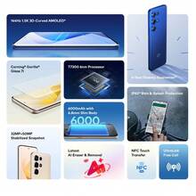 itel Super 26 Ultra 双卡 4G Android 15 智能手机 8GB RAM 256GB，6000mAh 电池，Type-C 充电，50MP 摄像头，指纹解锁 - 藍色 - 查看 4