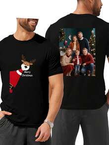 Men's Personalized Funny T-Shirt - Front & Back Custom Graphic Print, Short Sleeve Lightweight Top, Easy Care, Perfect For Work Uniforms, Dance Ensembles, Matching Couples & Best Friends