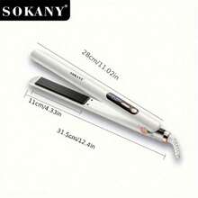 SOKANY1928 专业钛金双电压直板夹，陶瓷涂层，减少卷曲，柔顺秀发，迷你直发器，女士直发器，便携式直发器，男士直发器，卷曲控制，专业造型，时尚设计