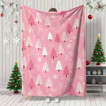 Christmas1pc Green Christmas Tree Flannel Blanket,280gsm,Throw Blankets, Blanket For Bed, Tapestry,Rug, Suitable For Home Decor,The Four Seasons,Winter Decorations, Bedroom Decor, Room Decoration Stuff, Living Room Decor, Picnic Blanket, Best Friend Gifts, Bed.