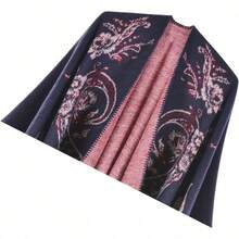 Women's Warm Shawl Wrap Cape Winter Cardigan Sweaters Open Front Poncho - Y12-腰果海軍藍 - 查看 2